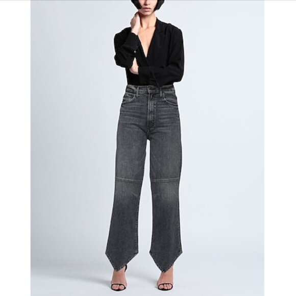 MOTHER Denim - Mother Dagger Flood Jeans Midnights with Molly Size 33 Black Straight Leg